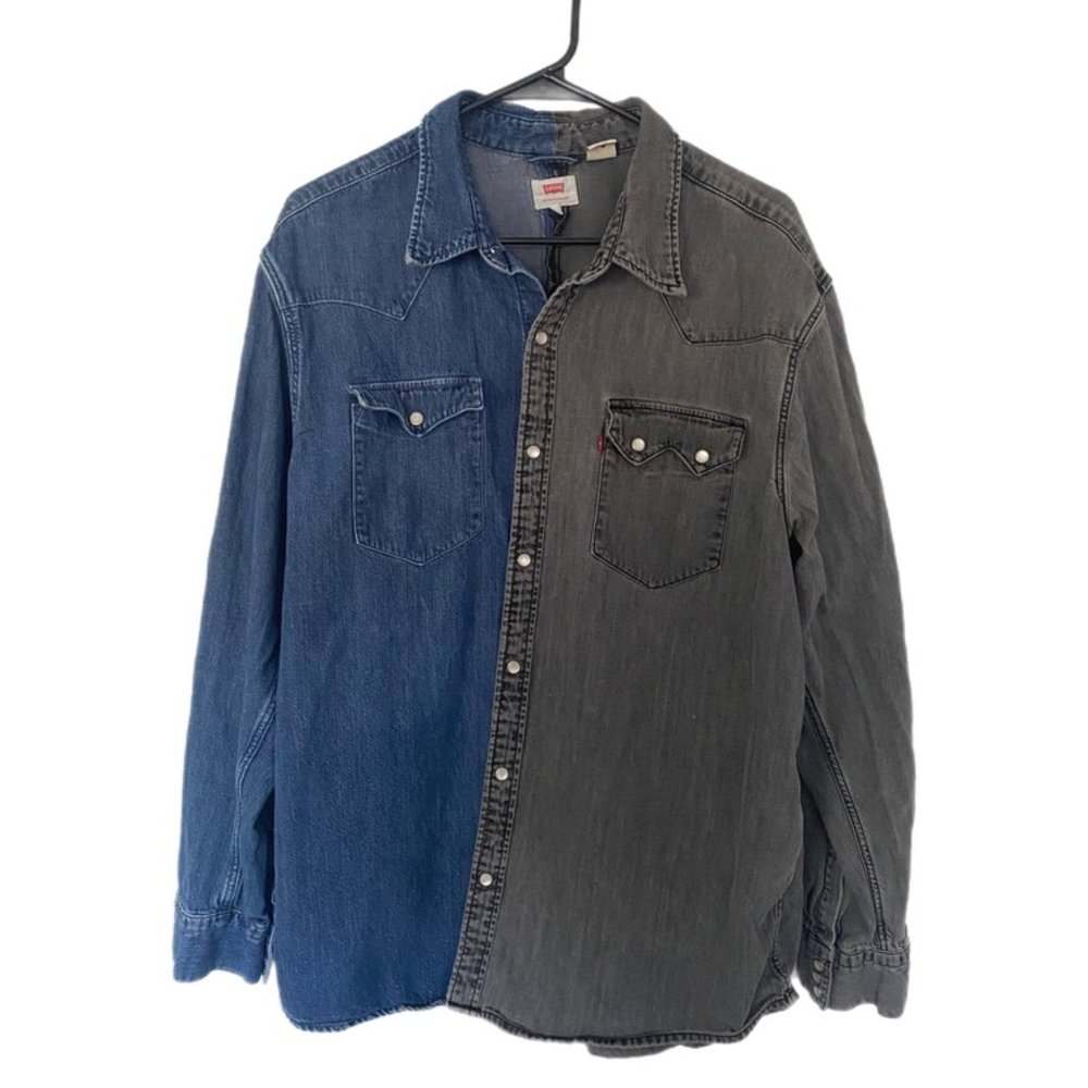 Levi's Mens Barstow Classic Western Denim Casual Dress Shirt - Split Denim Wash